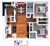 2 bedroom 1.5 bath apartment